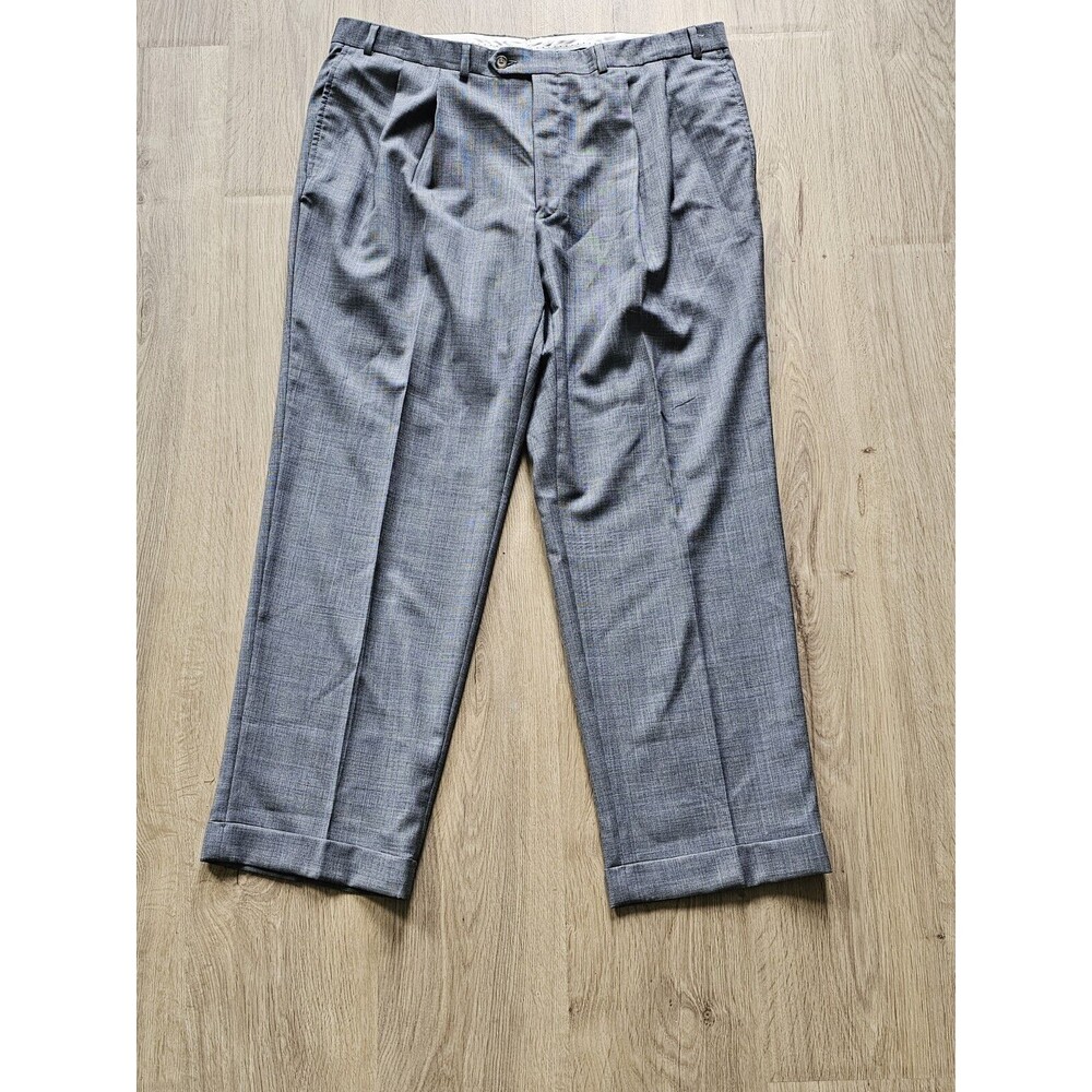 RALPH LAUREN Total Comfort 100% Wool Pleated Grey Cuffed Dress Pants 38 x 29